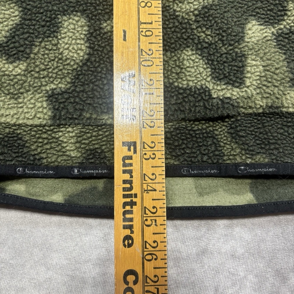 Champion Hoodie Camo Pullover Sherpa Sweatshirt Unisex Medium Long Sleeve Green - Picture 6 of 11